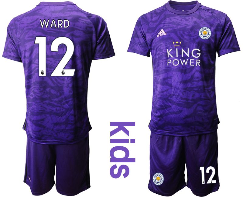 Youth 2019-2020 club Leicester City purple Goalkeeper #12 Soccer Jersey